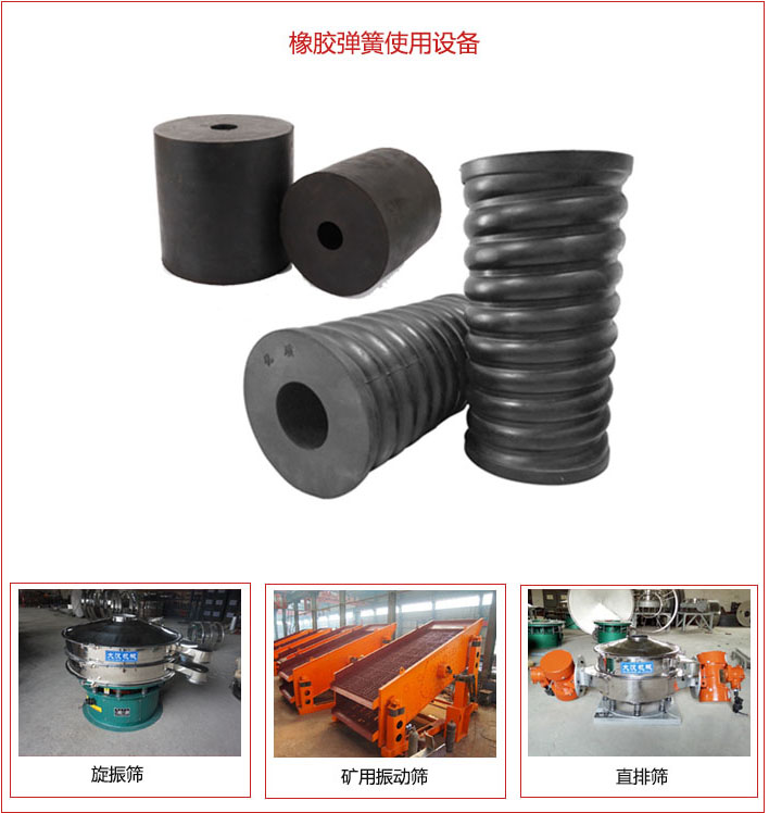 橡膠彈簧適用設備：旋振篩，礦用振動篩，直排篩等